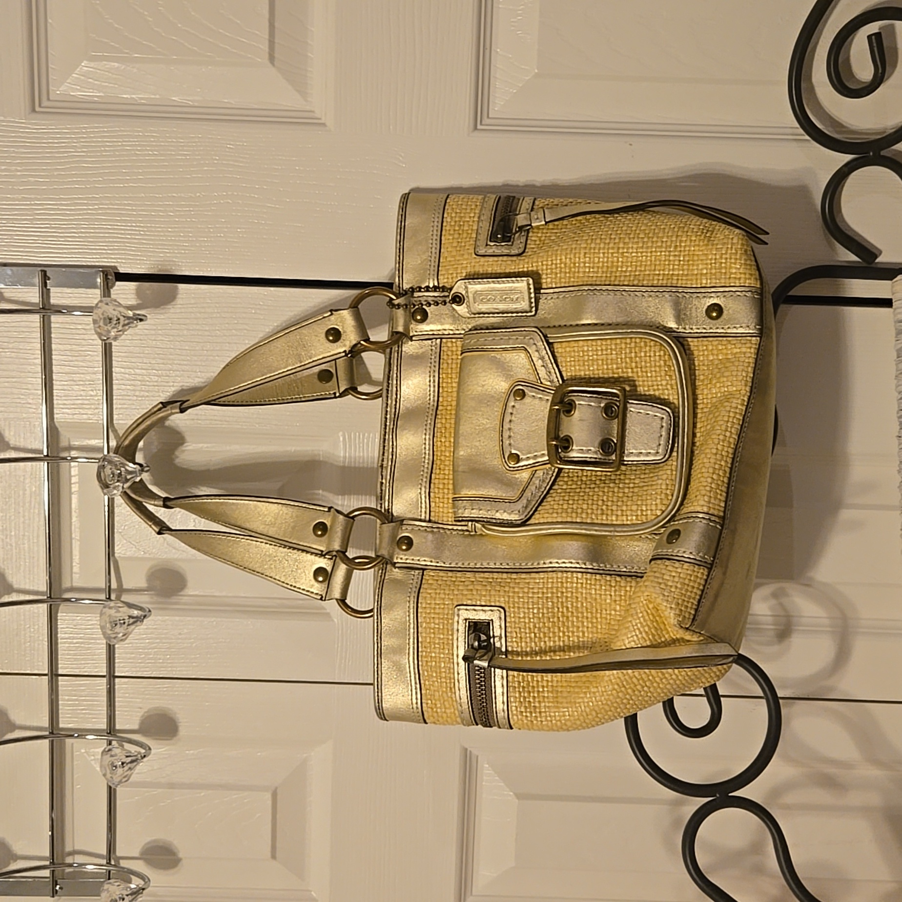 Coach Rattan And Leather Tophatter Bag